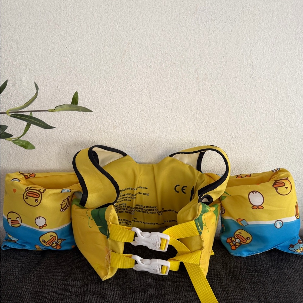 Children's Yellow Duck Swim Vest with Double Buckle Safety Straps